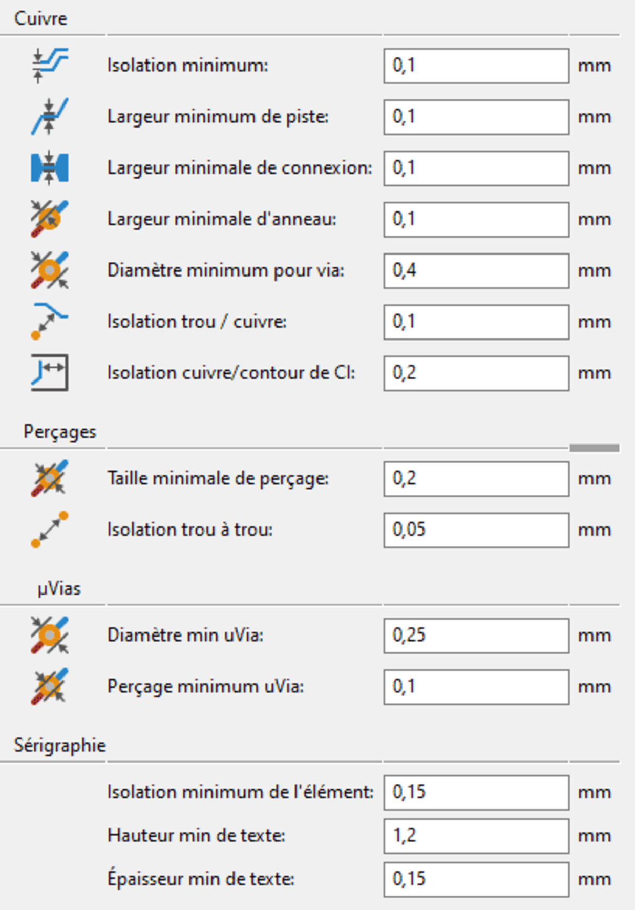 Règles de conception KiCad
