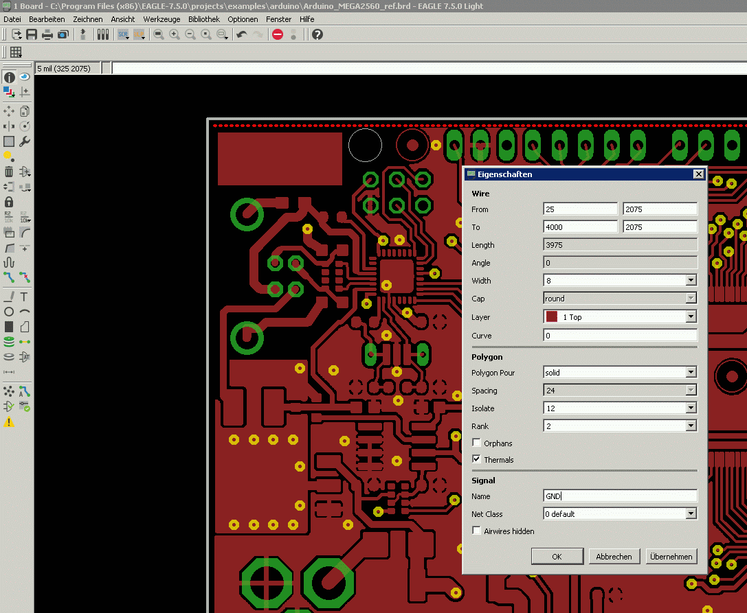 EAGLE PCB Layout - Properties